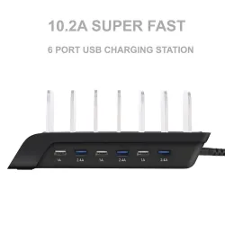 Universal USB Ladestation Stand mit 6 Port & 6 Kabeln 5V10.2A