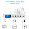 8 Port USB-Ladegerät mit drahtloser Aufladung - Type-C - LED-Anzeige und Stand