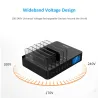 8 Port USB-Ladegerät mit drahtloser Aufladung - Type-C - LED-Anzeige und Stand