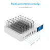 8 Port USB-Ladegerät mit drahtloser Aufladung - Type-C - LED-Anzeige und Stand