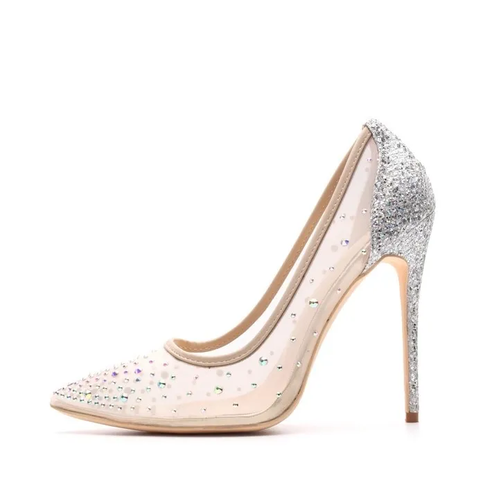 Kristall Strass Mesh - hohe Fersenpumpen