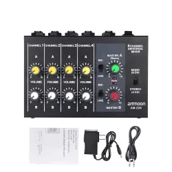 AM-228 Mischpult - ultrakompakt - geräuscharm - 8 Kanäle Audio-Soundmischer mit Netzteil