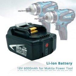 18V 6.0Ah rechargeable battery with LED for Makita - replacement