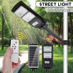 30W - 60W - 90W LED Solar Straßenleuchte - PIR Bewegungssensor - Fernbedienung - wasserdicht