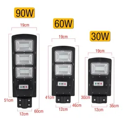 30W - 60W - 90W LED Solar Straßenleuchte - PIR Bewegungssensor - Fernbedienung - wasserdicht