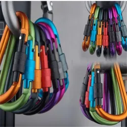 Sicherheitsschnalle - Aluminium Karabiner mit Schloss 6 Stück