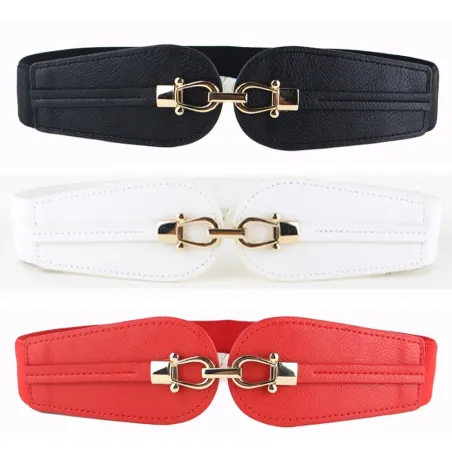 Doppelte Goldschnalle - elastisches Lederband