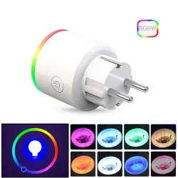 Wifi-Stecker mit Leistungsmonitor - 16A EU RGB - kabellose Steckdose mit Sprachsteuerung für Google Home Alexa