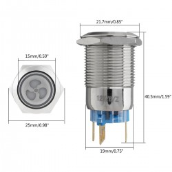 12v 19mm Lüfter-Tastenschalter mit LED - Motorstart - Selbstverriegelung Panel