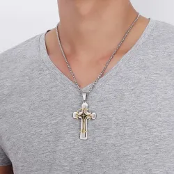 Stainless steel 24" necklace with cross pendantNecklaces