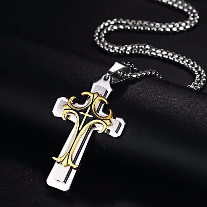 Stainless steel 24" necklace with cross pendantNecklaces