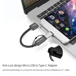 USB 3.1 Type C Adapter Cable - Micro USB Female to Type C MaleCables