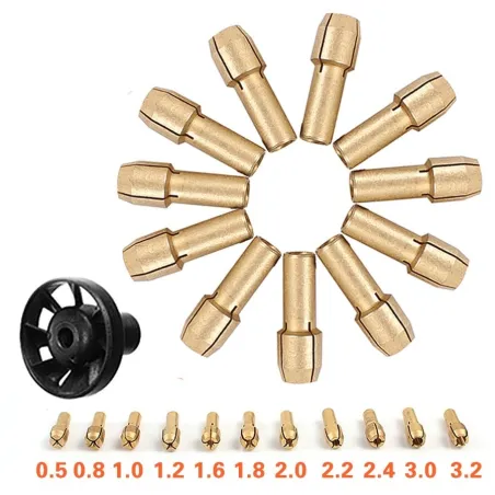 Brass Collet Chuck & M8*0.75 Dust Blower - Dremel Rotary 12pcs