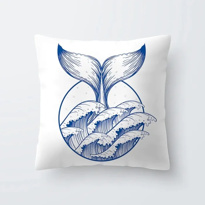 Blue & white sea patterns - cushion cover - 45 * 45cmCushion covers