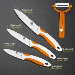 A set of ceramic knives with a peelerCeramic