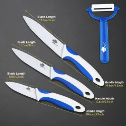 A set of ceramic knives with a peelerCeramic