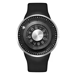 Ball rotation - stainless steel quartz watch with silicone strapWatches