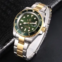 Luxus Herrenuhr - drehbare Lünette - Saphirglas - Edelstahl Uhr
