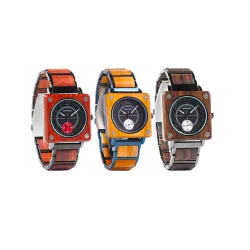 Sandelholz Quarz moderne Uhr