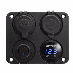 Dual USB socket charger 2.1A+2.1A + 12V & ON-OFF switch LED voltmeter 4 in 1 charger panel for car & motorcycleDiagnosis