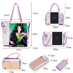 Ledertaschen mit Blumenprint - Set