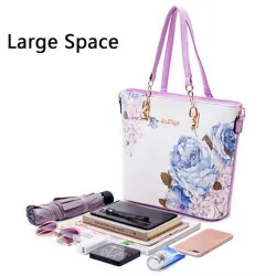 Ledertaschen mit Blumenprint - Set