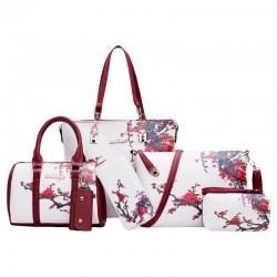 Leather bags with floral print - set
