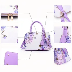Leather bag with floral printHandbags