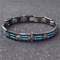 Natural opal tungsten - steel black ceramic braceletBracelets