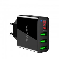 3.4A smart fast 3 port USB charger with LED display - EU plugChargers