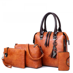 Luxury leather bag set incl purse 4 pcs