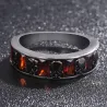 Kristallroter Retro Gothic Ring mit Totenköpfen - unisex