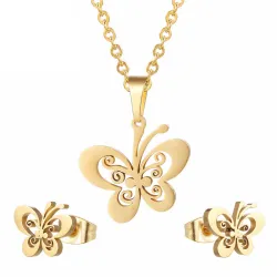 Gold & Silber Ohrringe & Halskette - Schmuckset