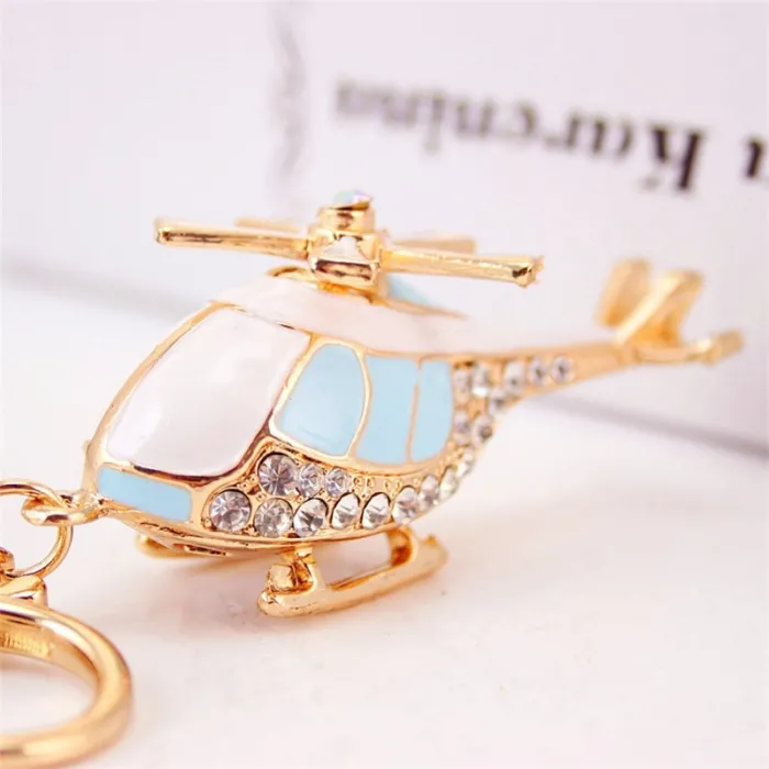 Crystal golden helicopter - keychainKeyrings
