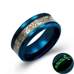 Leuchtender Drache - Edelstahlring