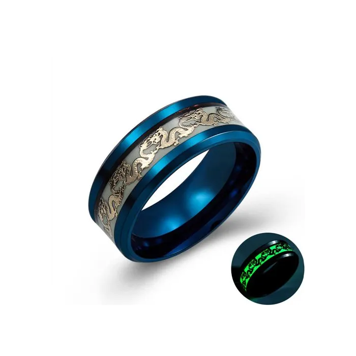 Leuchtender Drache - Edelstahlring