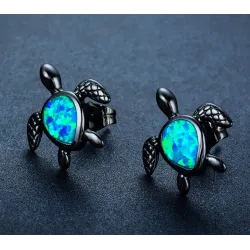 Turtle with blue opal - fashion earringsEarrings