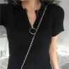 Casual Short Sleeve Top mit Reißverschluss - T-Shirt