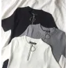 Casual Short Sleeve Top mit Reißverschluss - T-Shirt