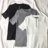 Casual Short Sleeve Top mit Reißverschluss - T-Shirt