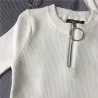 Casual Short Sleeve Top mit Reißverschluss - T-Shirt