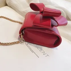 Kleine elegante Tasche mit Schleife und Kette