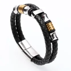 Multilayer leather bracelet with magnetic buckleBracelets