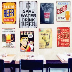 SAVE WATER DRINK BEER Vintage Metall Poster - Wandaufkleber