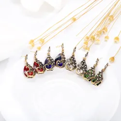 Earrings & necklace with crystal peacock - jewelry setJewellery Sets