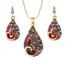 Earrings & necklace with crystal peacock - jewelry setJewellery Sets