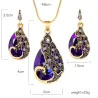Earrings & necklace with crystal peacock - jewelry setJewellery Sets