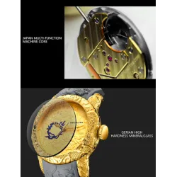Luxury waterproof watch with dragon sculptureWatches