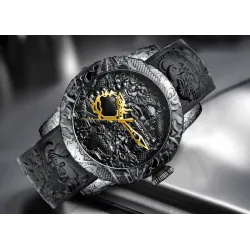 Luxury waterproof watch with dragon sculptureWatches