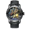 Luxus wasserdichte Quarzuhr mit Drachenskulptur